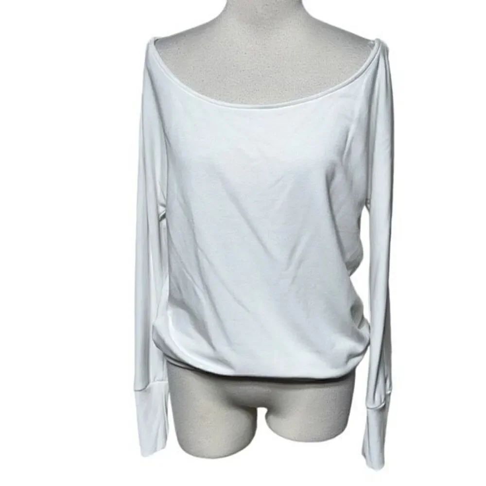 Project Social T Los Angeles White Long Sleeve Cold Shoulder Top Small